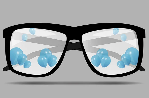 Occhiali da sole con palloncini blu illustrazione vettoriale — Vettoriale Stock