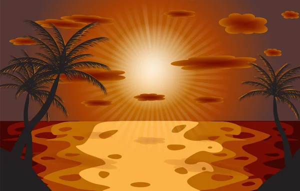 La paume au coucher du soleil. Illustration vectorielle. SPE 10 — Image vectorielle