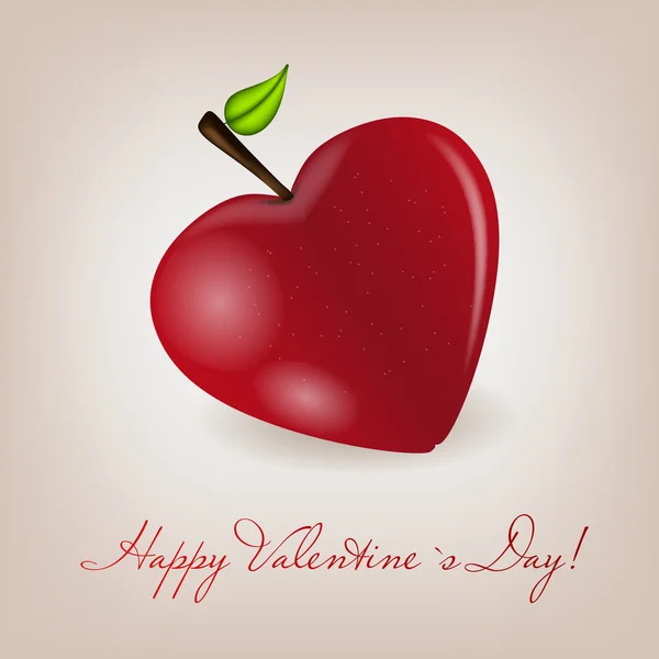 Happy Valentines Day card with apple heart. Vector illustration — Stock Vector