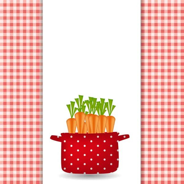 Panci merah dengan wortel. Organik, diet, ikon makanan sehat. Vektor i - Stok Vektor