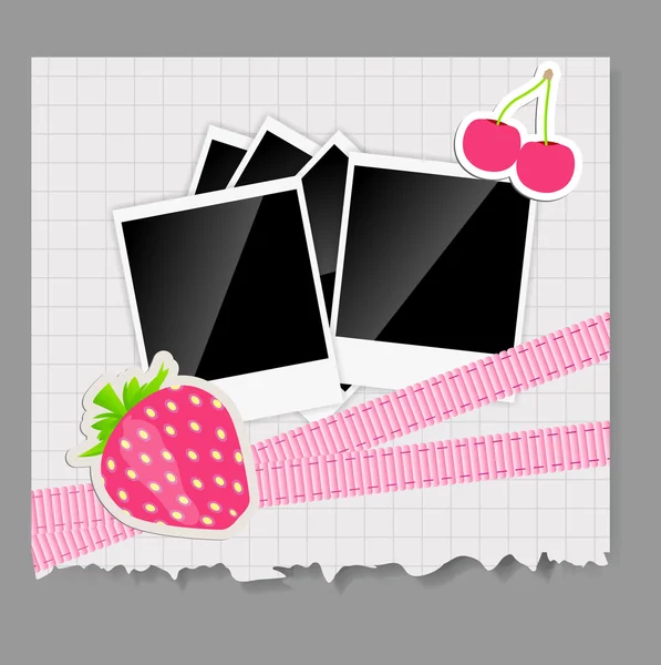 ScrapBook elementen met foto's frame vectorillustratie — Stockvector