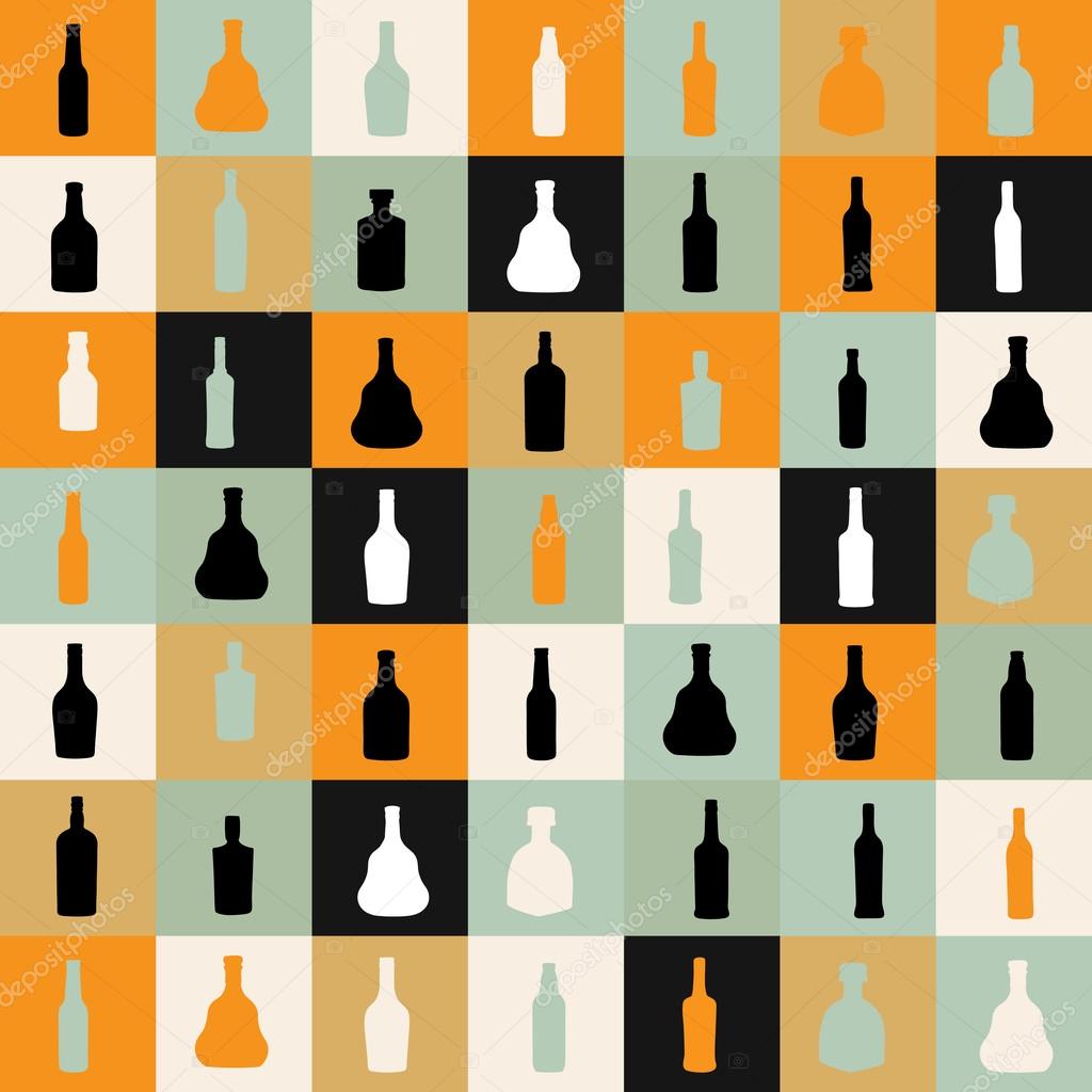 Vector illustrationseamless pattern silhouette alcohol bottle