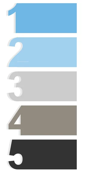 Eins zwei drei vier fünf - Vektorfortschrittssymbole für fünf Schritte — Stockvektor