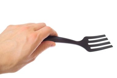 Beyaz zemin üzerinde izole plastik mutfak aletleri.