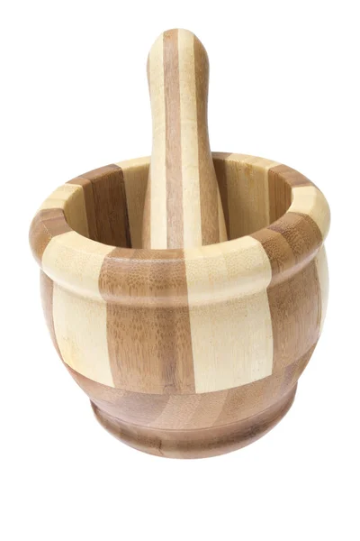 Wooden pounder and pestle isolated on white — Stock Photo, Image