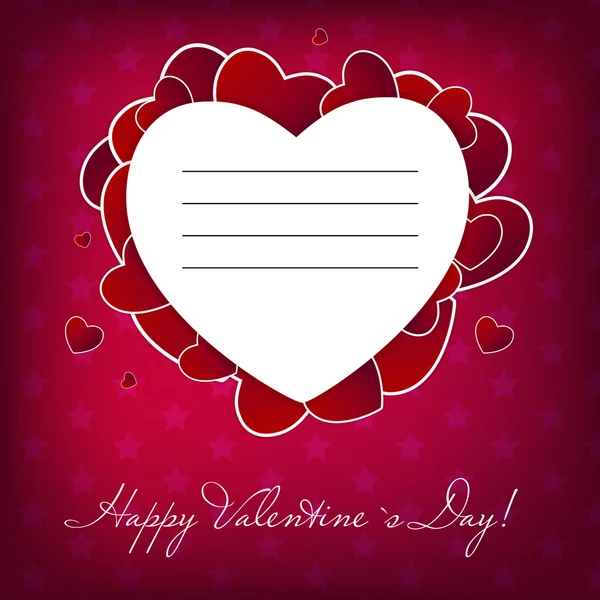 Happy Valentines Day card with heart. Vector illustration — Stock Vector