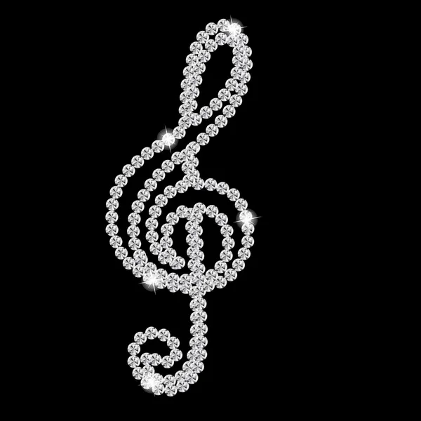Astratto bella nero Diamond Music Note vettoriale illustrazione — Vettoriale Stock