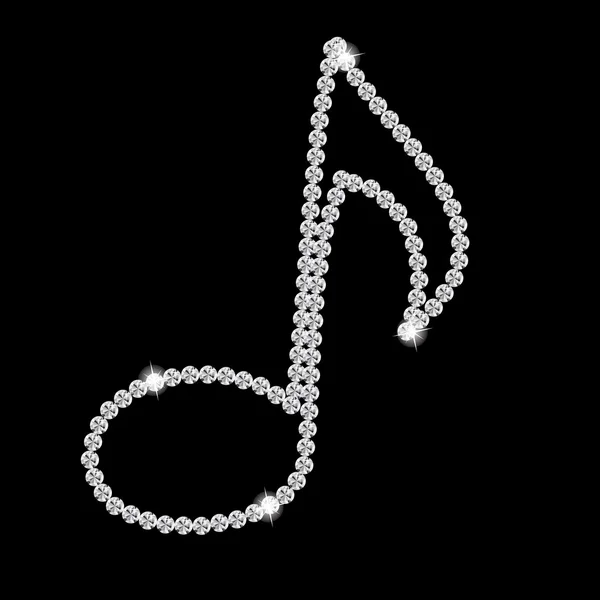 Astratto bella nero Diamond Music Note vettoriale illustrazione — Vettoriale Stock