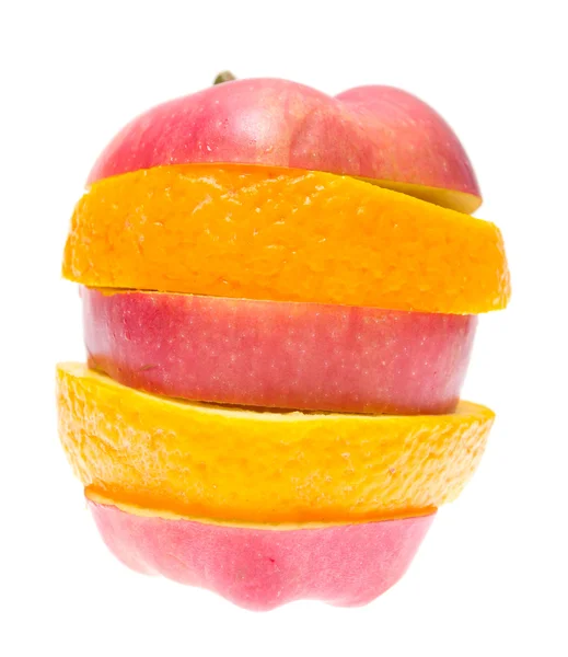 Owoce składa się jabłko i pomarańcza. — Zdjęcie stockowe