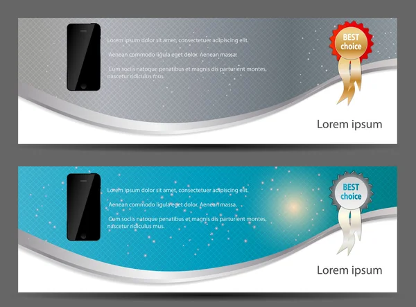 Sjabloon voor slimme telefoon en mobiele telefoon banner vector illustra — Stockvector