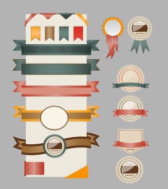 Retro kurdeleler ve etiketler. Vektör illüstrasyonu.