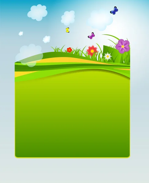 Bandiera di fiori ed erba. illustrazione vettoriale — Vettoriale Stock