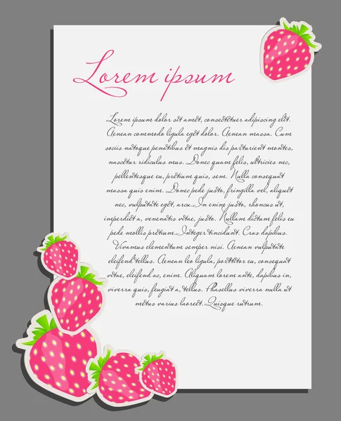 Strawberry background blank page vector illustration — Stock Vector