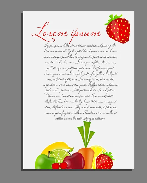 果物の背景の空白のページベクトル図 — ストックベクタ