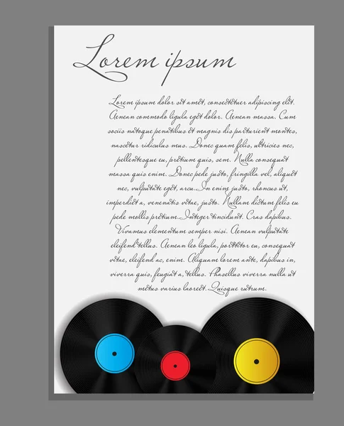 Vinyl record achtergrond blanco pagina vector illustratie — Stockvector