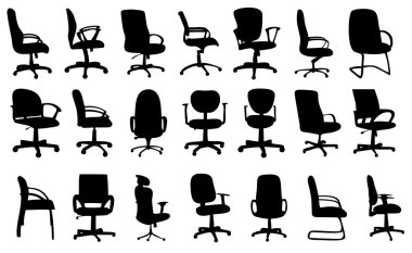 Ofis koltukları siluetleri vektör çizimi