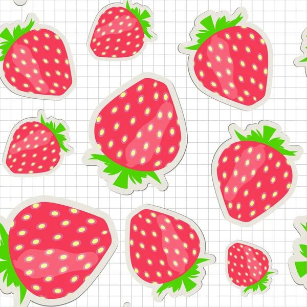 有草莓的无缝图案。矢量说明 — 图库矢量图片
