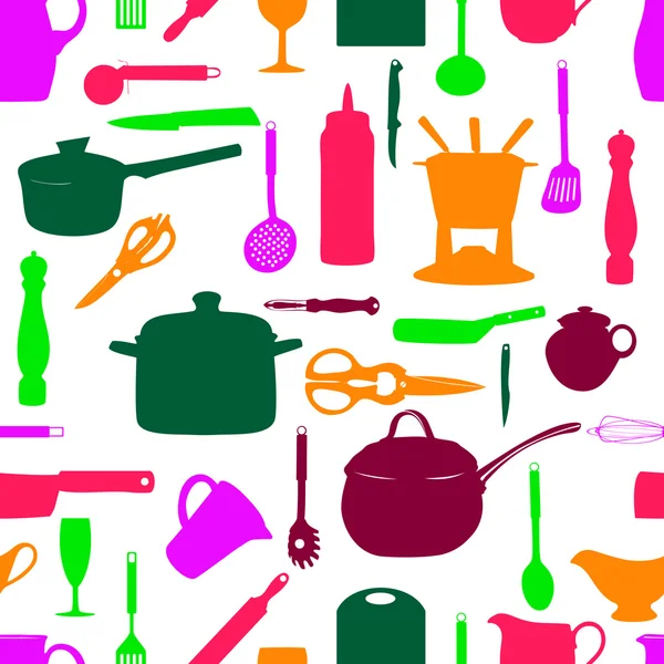 Outils de cuisine motif sans couture Silhouette Illustration vectorielle — Image vectorielle