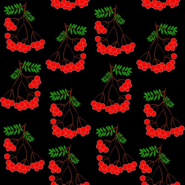 Seamless mönster bakgrund med rowanberrys och blad — Stock vektor