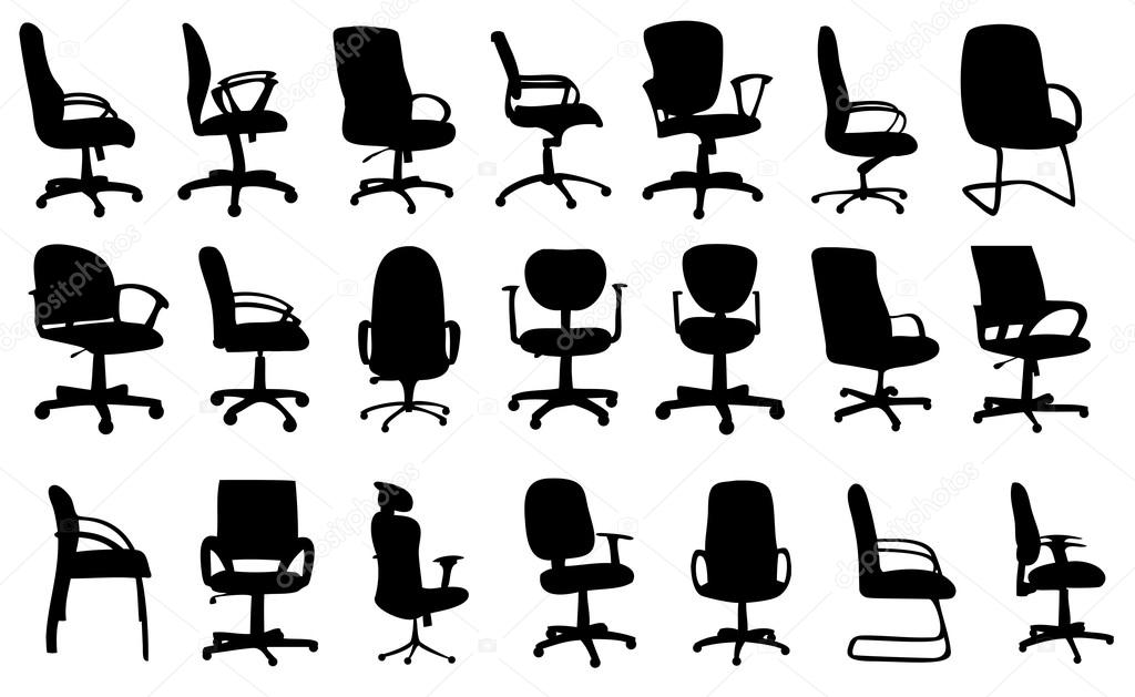 Office chairs silhouettes vector illustration
