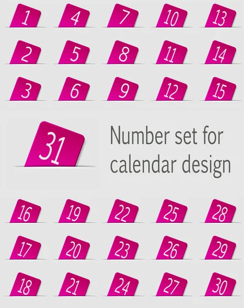 Set of calendar icons with numbers. Vector illustration — Stock Vector