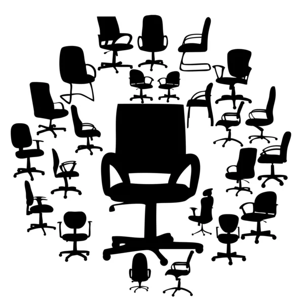 Chaises de bureau silhouettes illustration vectorielle — Image vectorielle