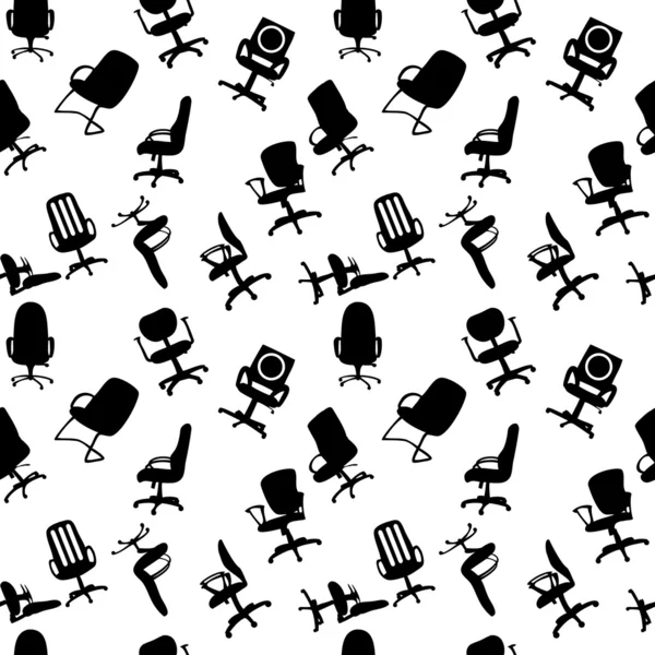 Seamless pattern of Office chairs silhouettes vector illustratio — Stock Vector