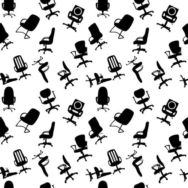 Seamless pattern of Office chairs silhouettes vector illustratio — Stock Vector