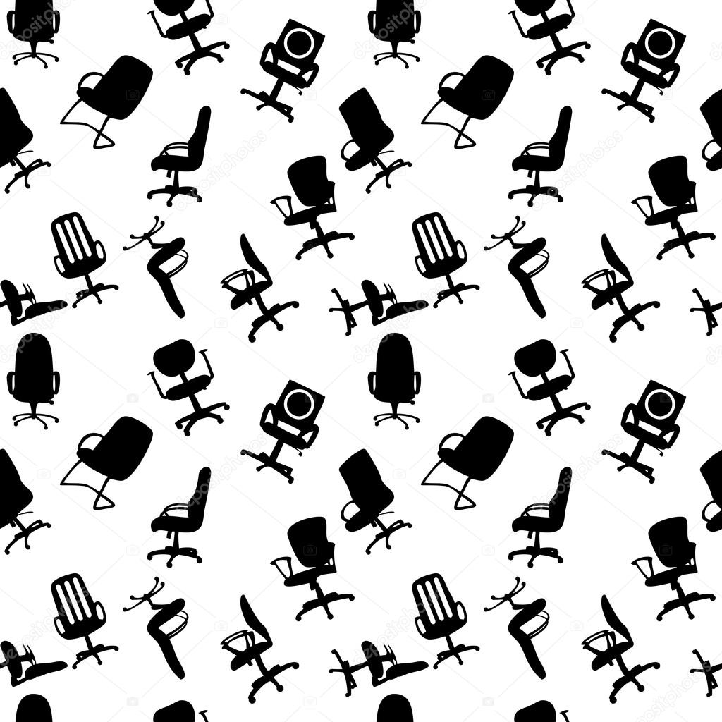 Seamless pattern of Office chairs silhouettes vector illustratio