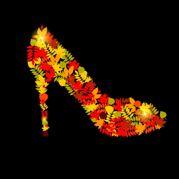 Illustration vectorielle de chaussures de feuilles d'automne — Image vectorielle