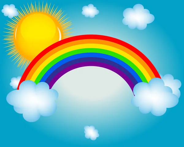 Wolke, Sonne, Regenbogenvektor Illustration Hintergrund — Stockvektor