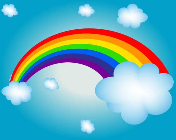 Nube, sole, arcobaleno vettore illustrazione sfondo — Vettoriale Stock