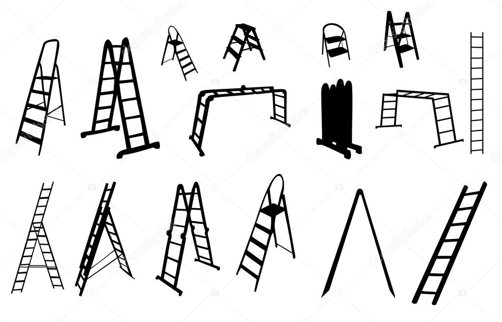 set of ladder silhouette. vector illustration.