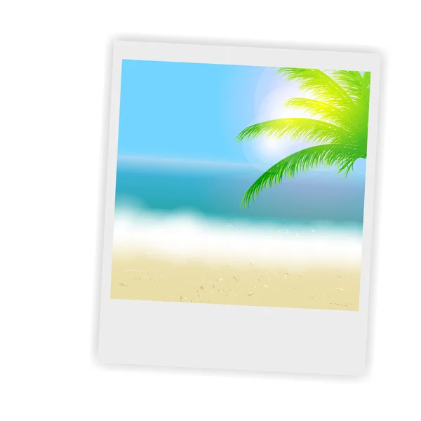 Beau fond d'été avec photos instantanées, plage, mer, soleil — Image vectorielle
