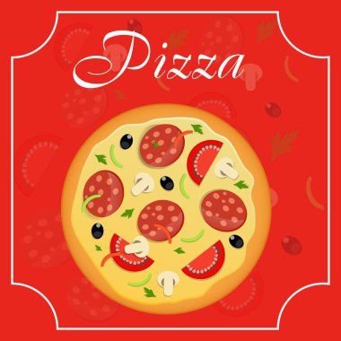 Pizza menü şablonu vektör illüstrasyonu
