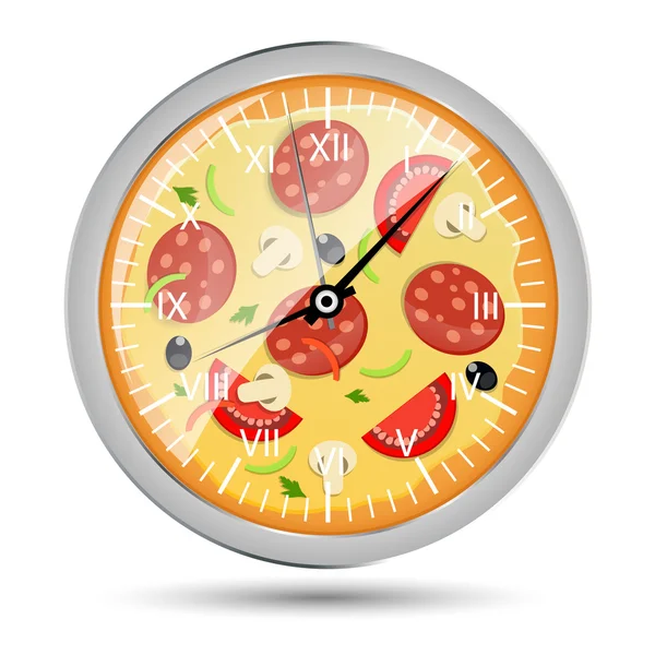 Pizza reloj concepto vector ilustración — Vector de stock