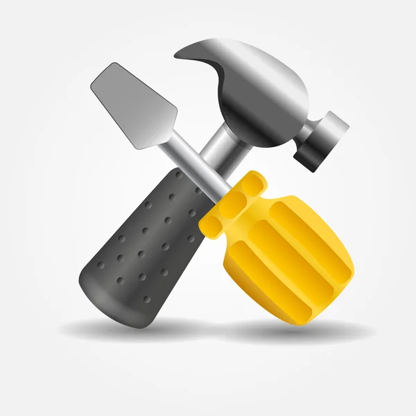 Cacciavite e martello icona vettoriale illustrazione — Vettoriale Stock