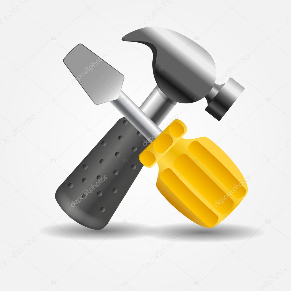 Screwdriver and hammer icon vector illustration