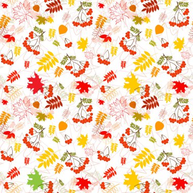 sorunsuz bir yaprak ve rowanberrys desen vektör arka.