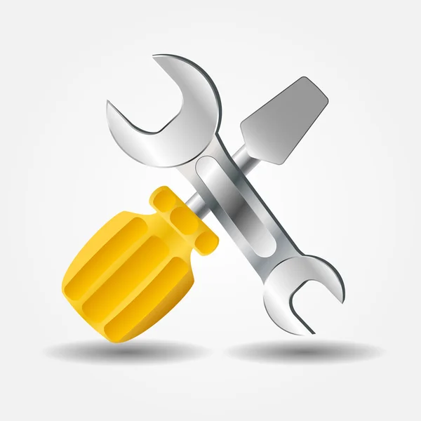 Schraubenzieher und Schraubenschlüssel Icon Vektor Illustration — Stockvektor