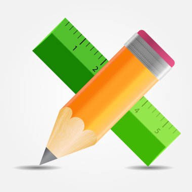 kalem ve cetvel simgesi çizimi