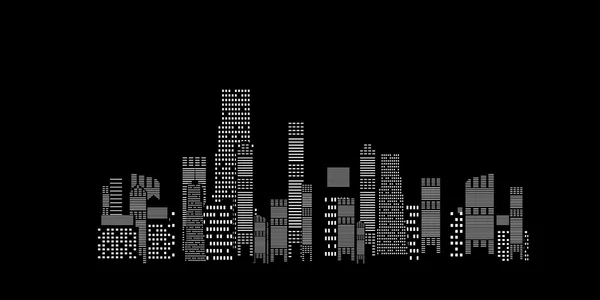 Illustration vectorielle de la silhouette des villes sur fond noir — Image vectorielle