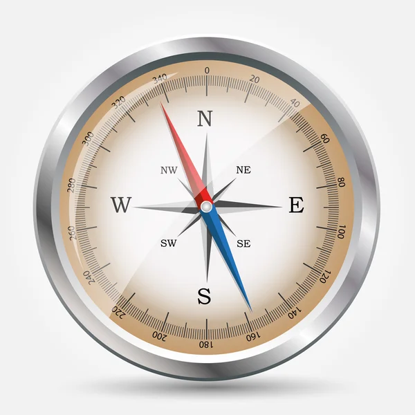 Hochglanz-Kompass. Vektorillustration. — Stockvektor