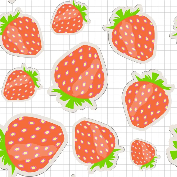 Nahtloses Muster mit Erdbeere. Vektorillustration — Stockvektor