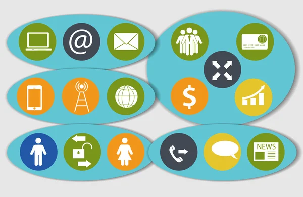 Différentes icônes commerciales, financières et de communication vecteur illus — Image vectorielle