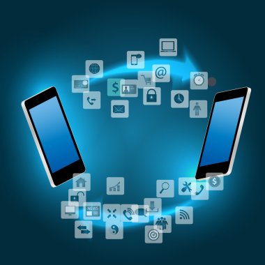 hareket eden telefon vektör çizim ile global bağlantı kavramı