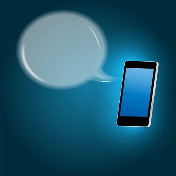 Mobiele telefoon met spraakbel vector illustratie — Stockvector