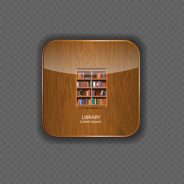 Biblioteca madera aplicación iconos vector ilustración — Archivo Imágenes Vectoriales