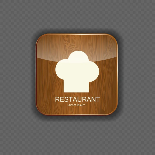 Iconos de aplicación de madera para alimentos y bebidas — Vector de stock