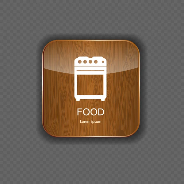 Ícones de aplicação de madeira para alimentos e bebidas —  Vetores de Stock
